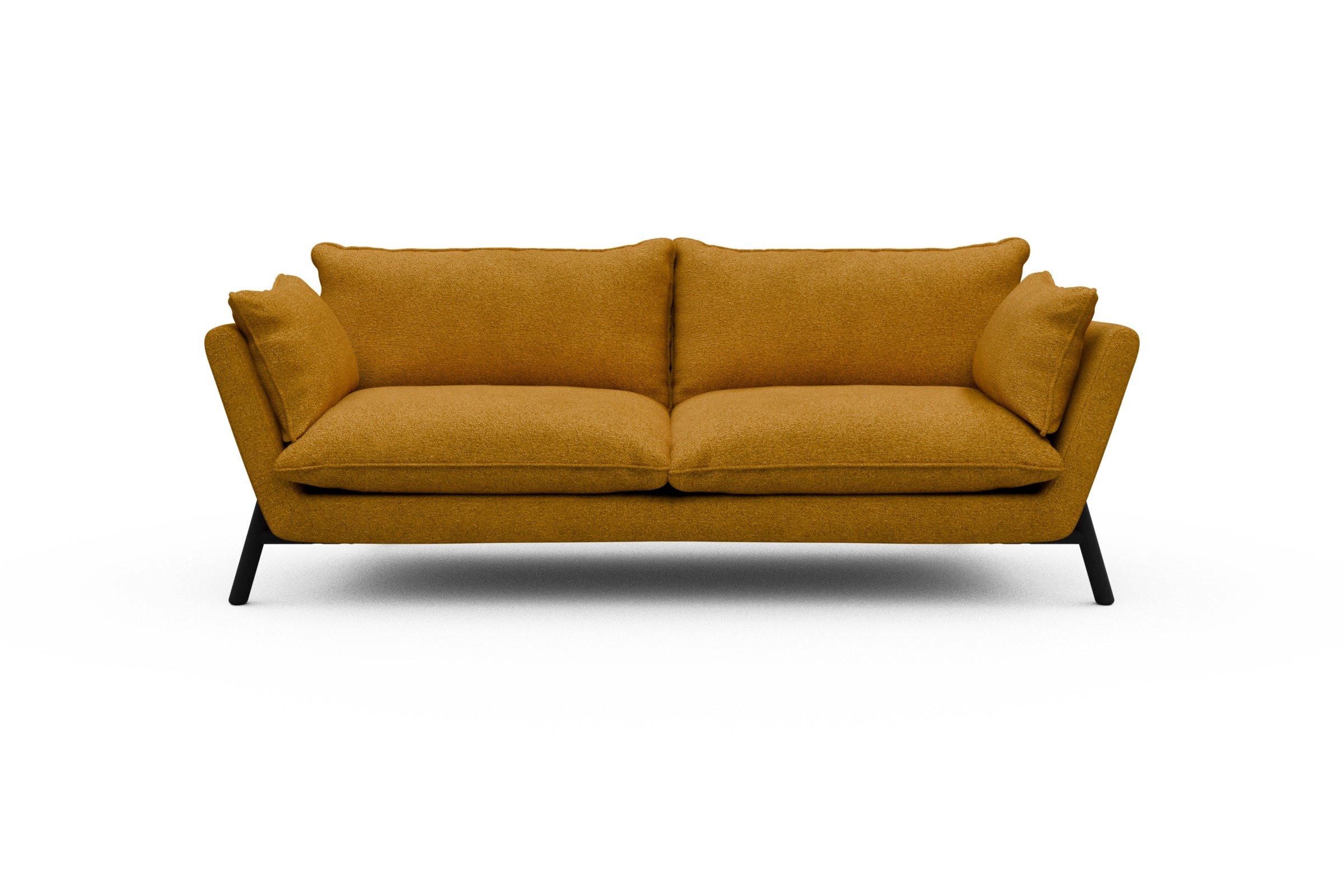 Skandi Home Sofa Emil PREMIUM 3-Sitzer Beinfarbe Eiche Schwarz Boucle-Ochre moebelfaktor