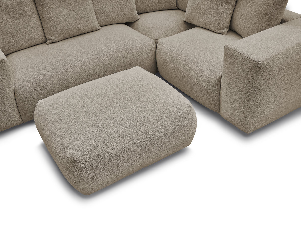 Bobochic Voltaire Ecksofa mit Pouf 268 × 214 cm Melange-Stoff Taupe Ecke rechts