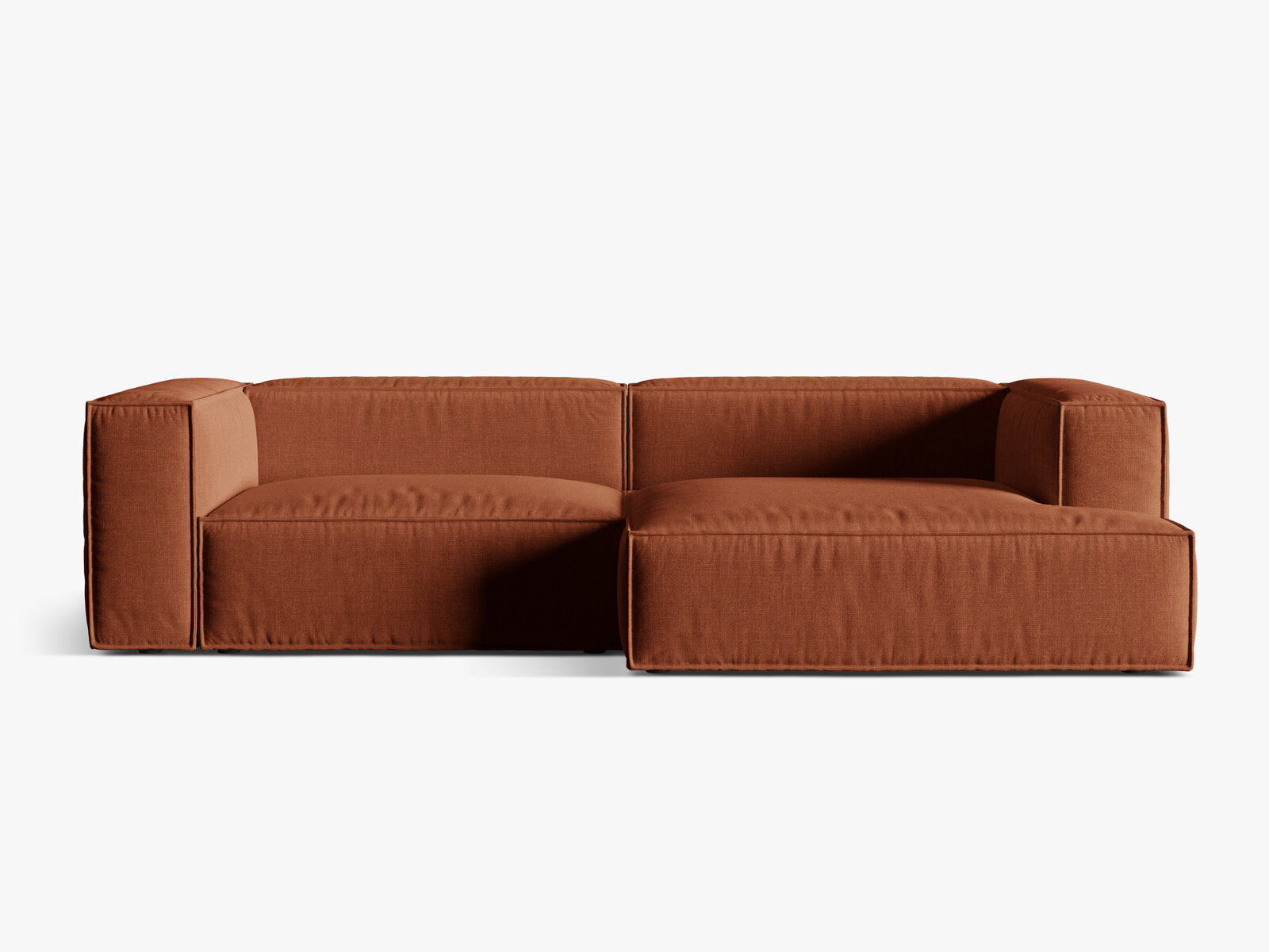 Micadoni Ecksofa Nuria 4-Sitzer Rechts Strukturierter Stoff Ziegel