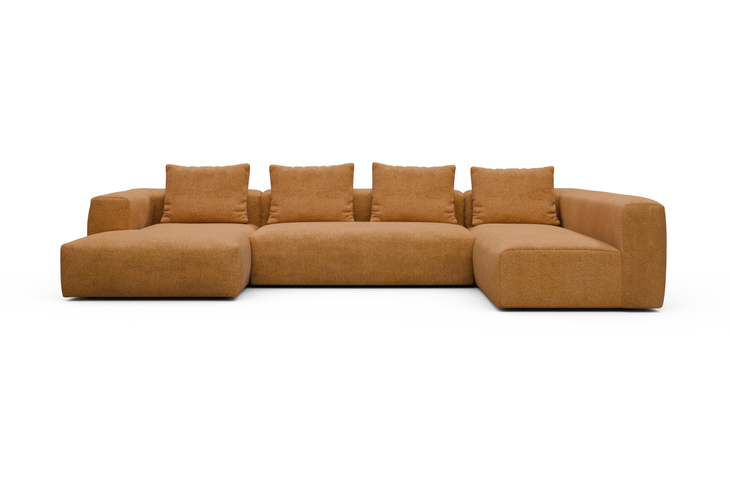 Skandi Home Wohnlandschaft Fred Chaiselongue links mit 2-Sitzer und lange Armlehne rechts Casone-Warm-Yellow moebelfaktor