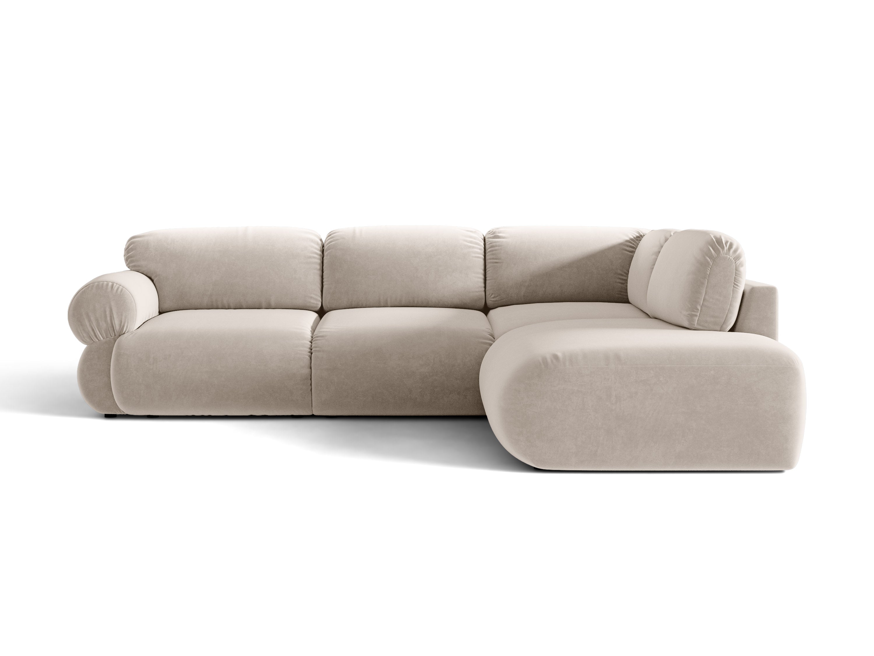 Micadoni Ophelia Ecksofa 289 cm Rechts Samt Salvador Beige