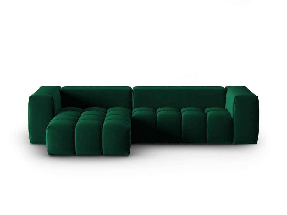 Cosmopolitan Design Ecksofa Verona 3-Sitzer Samt Casino Flaschengrün Links