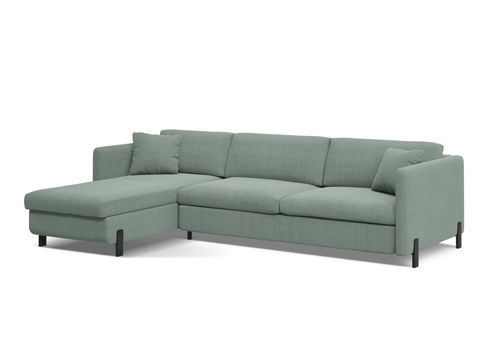 Micadoni Schlaf-Ecksofa Gloria 5-Sitzer Links Strukturierter Stoff Minze 205x160
