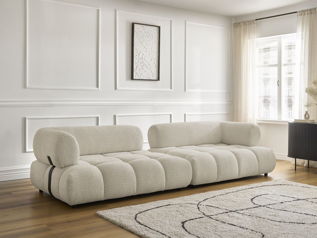 Bobochic Alya Sofa 4-Sitzer Bouclé-Stoff Beige