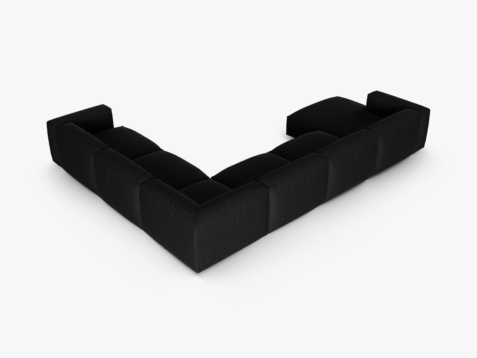 Micadoni modulares Ecksofa XL Martina 6-Sitzer 90cm Sitztiefe Rechts Strukturierter Stoff Boston Schwarz