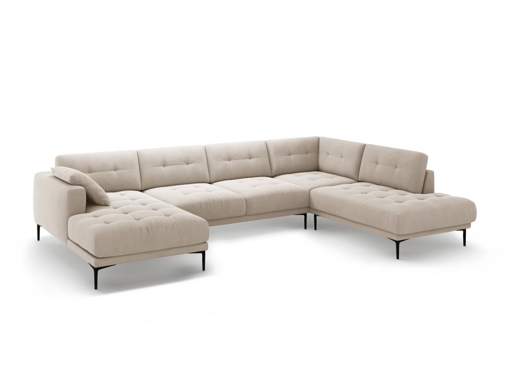 Cosmopolitan Design Panoramasofa Lazio 7-Sitzer Samt Salvador Beige Rechts