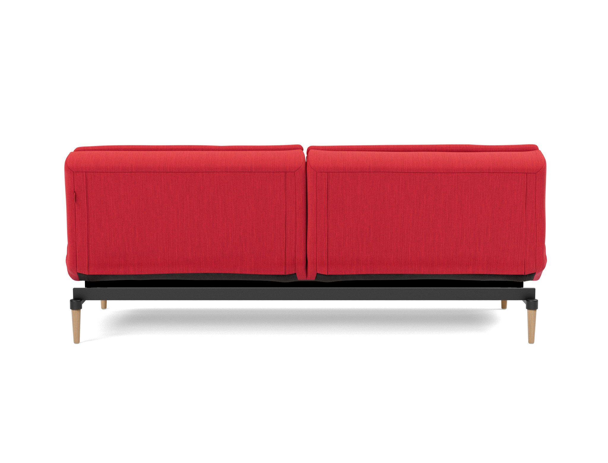 Schlafsofa Dublexo Flachgewebe Elegance 511-Red Beine Styletto Eiche hell