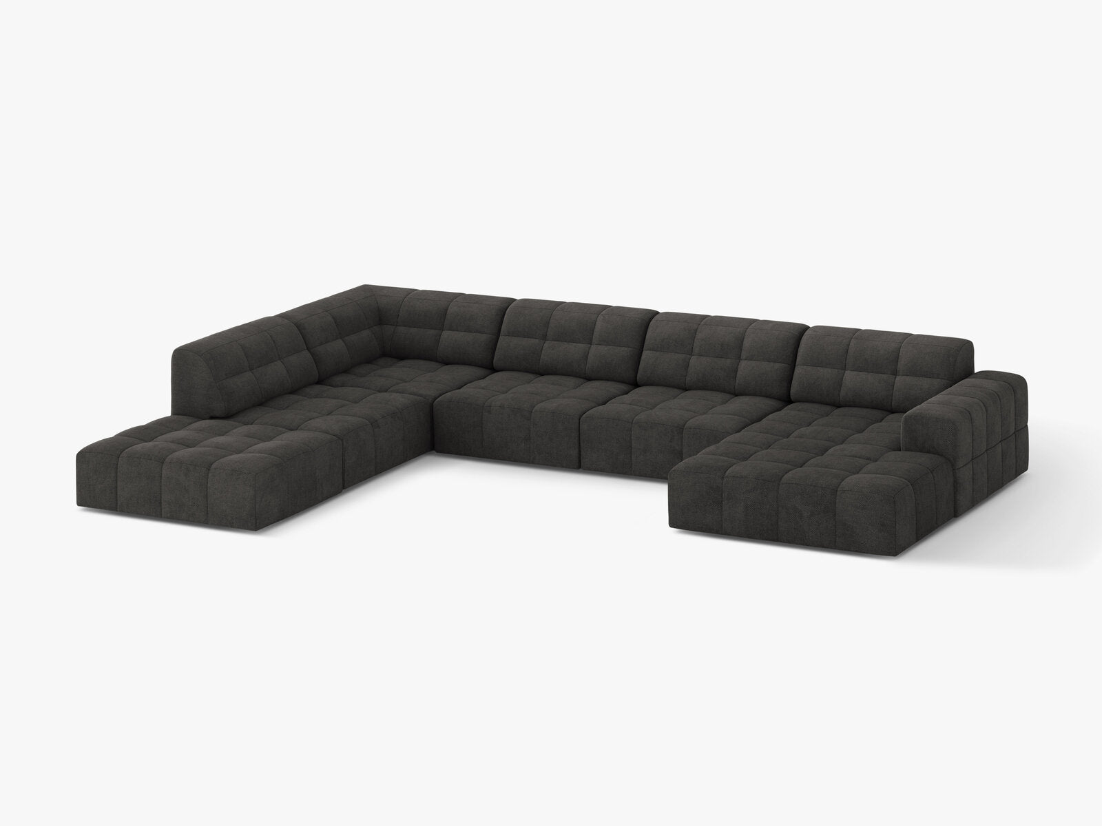 Micadoni Panorama Ecksofa Jennifer 7-Sitzer Links Chenille Eden Dunkelgrau