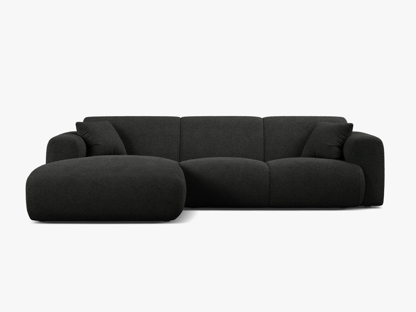 Micadoni Ecksofa Molino 4-Sitzer Links Boucle Baloo Schwarz