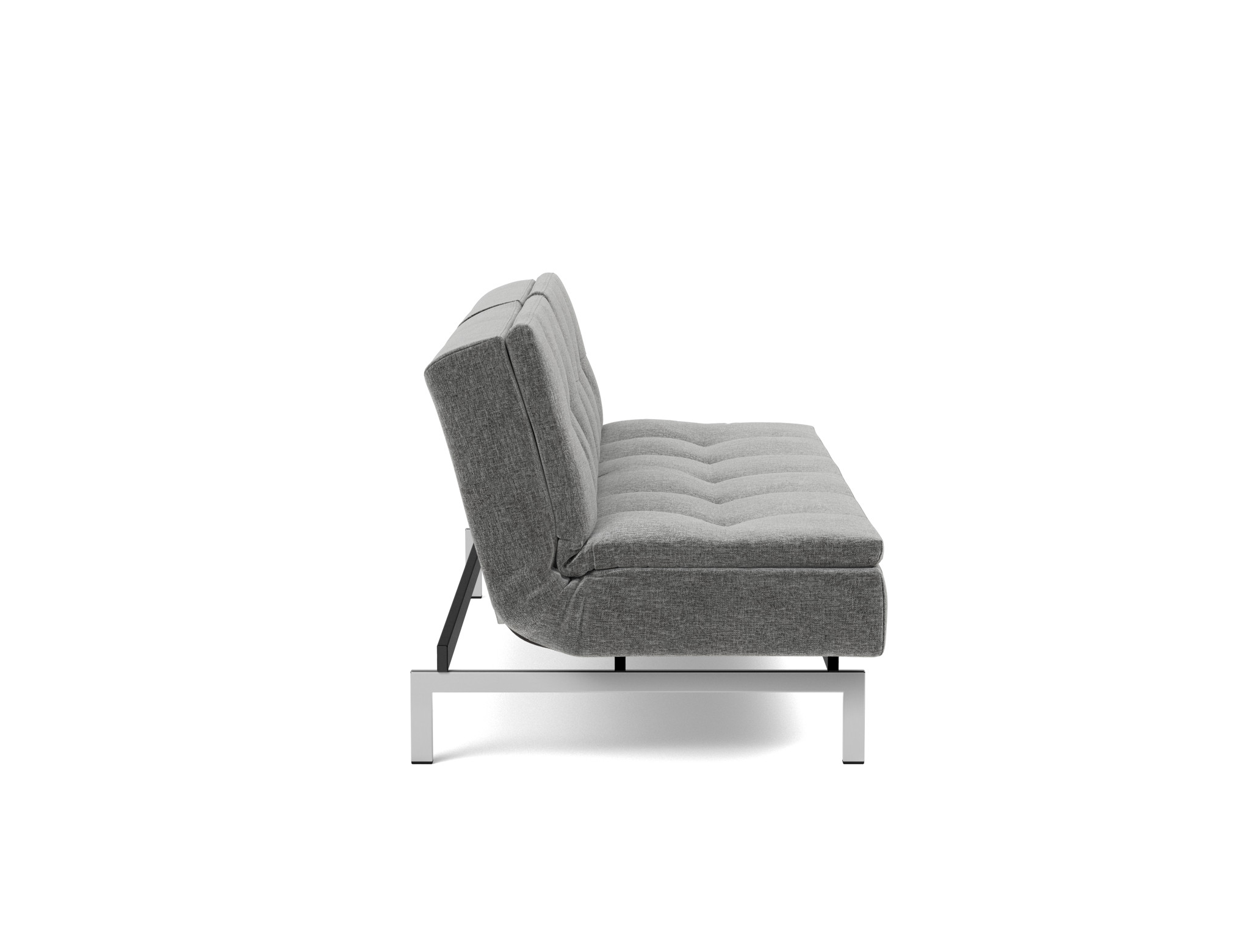 Schlafsofa Dublexo Strukturierter Stoff Twist 563-Charcoal Beine Chrom