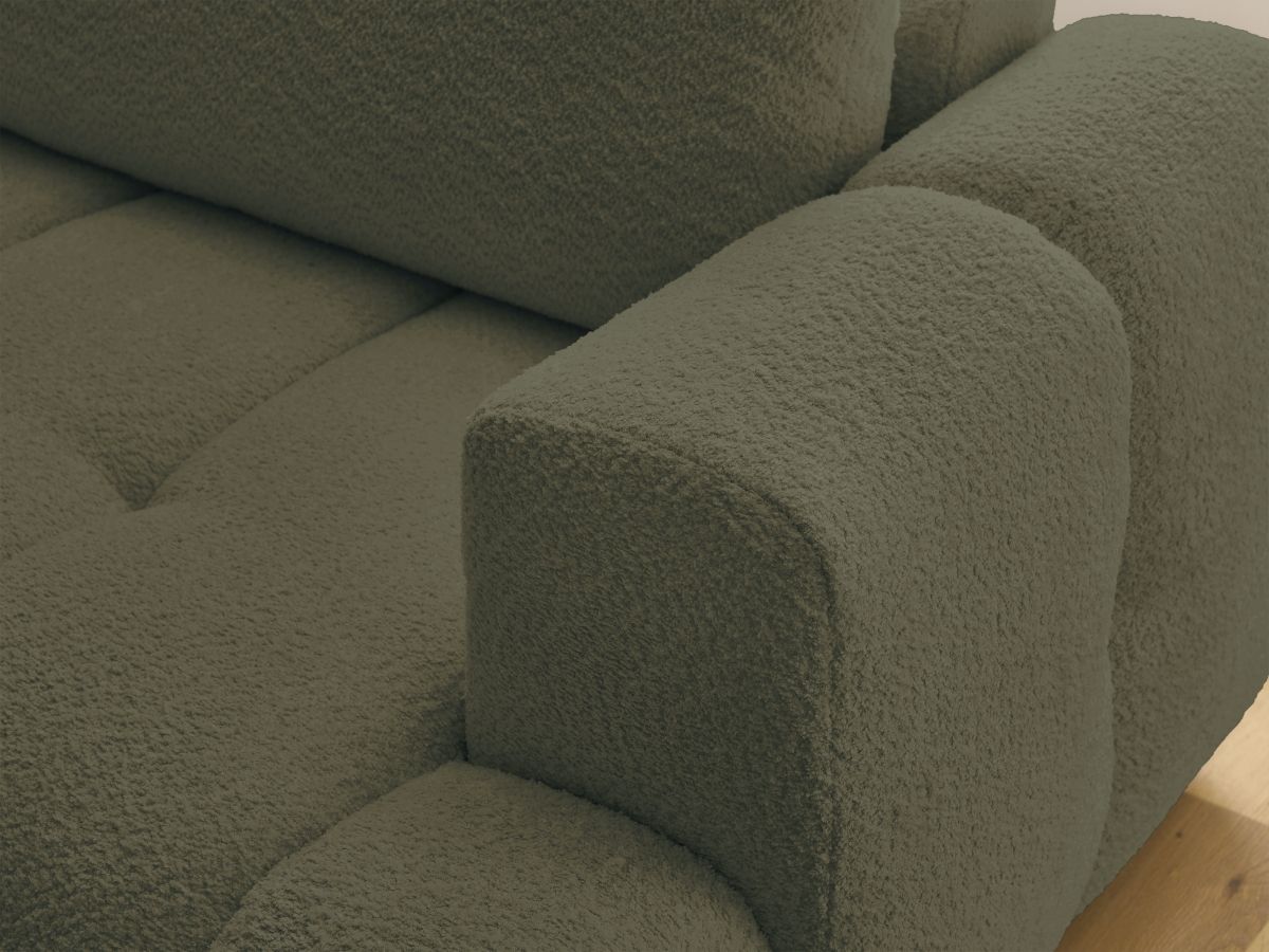 Bobochic Fuji Ecksofa mit Schlaffunktion und Bettkasten 282 × 204 cm Bouclé-Stoff Grün Ecke links