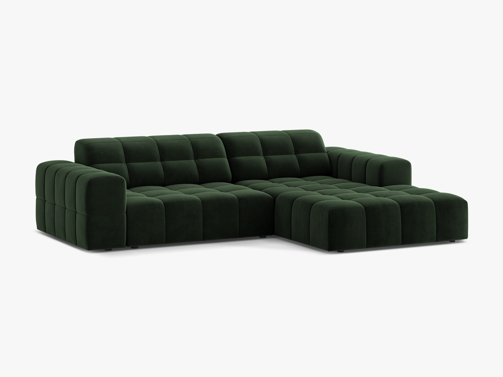 Micadoni Jennifer Ecksofa 4-Sitzer Rechts Samt Venus Flaschengrün