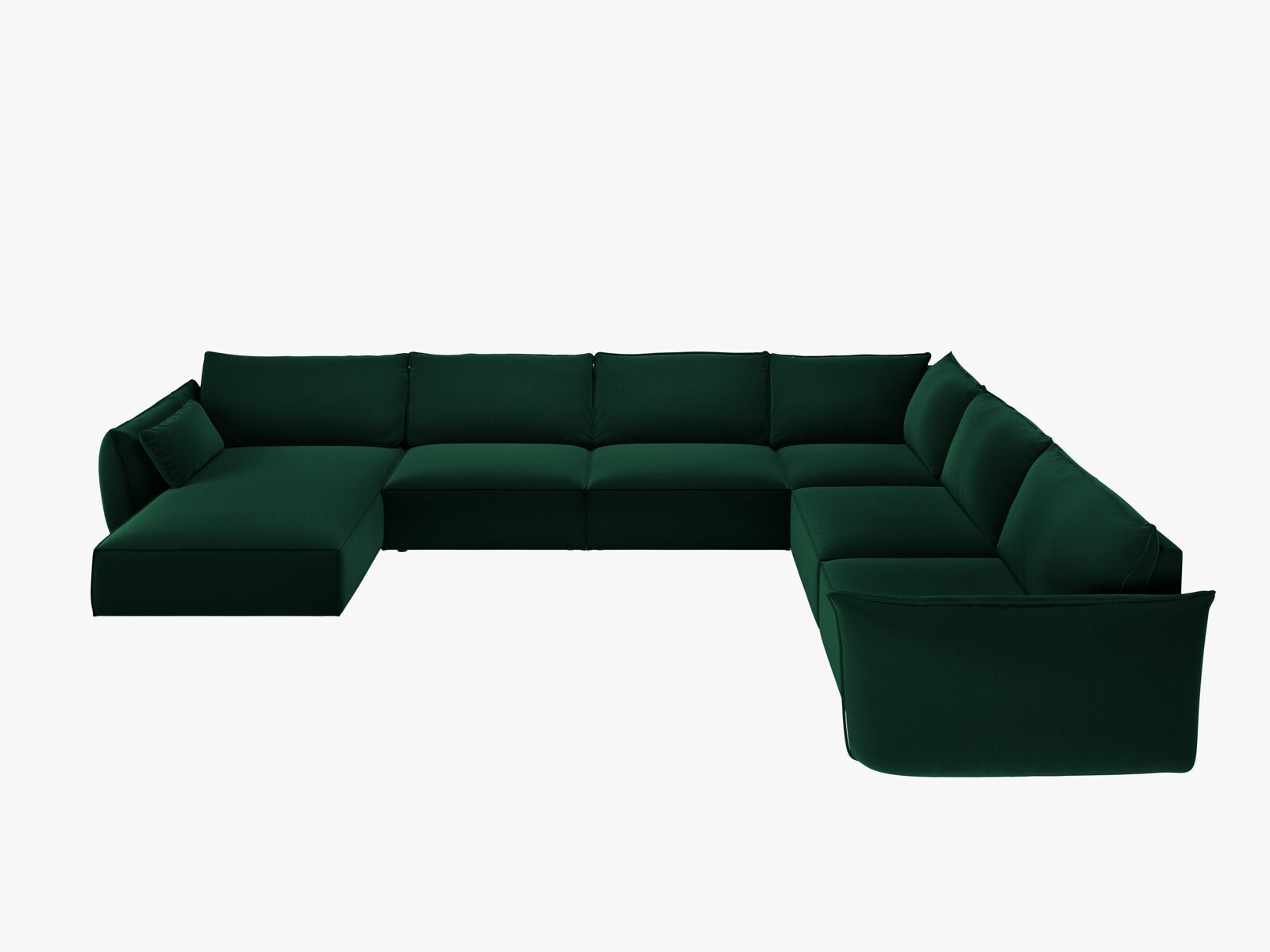 Micadoni Panorama-Ecksofa Kaelle 8-Sitzer Rechts Samt Bluvel Flaschengrün