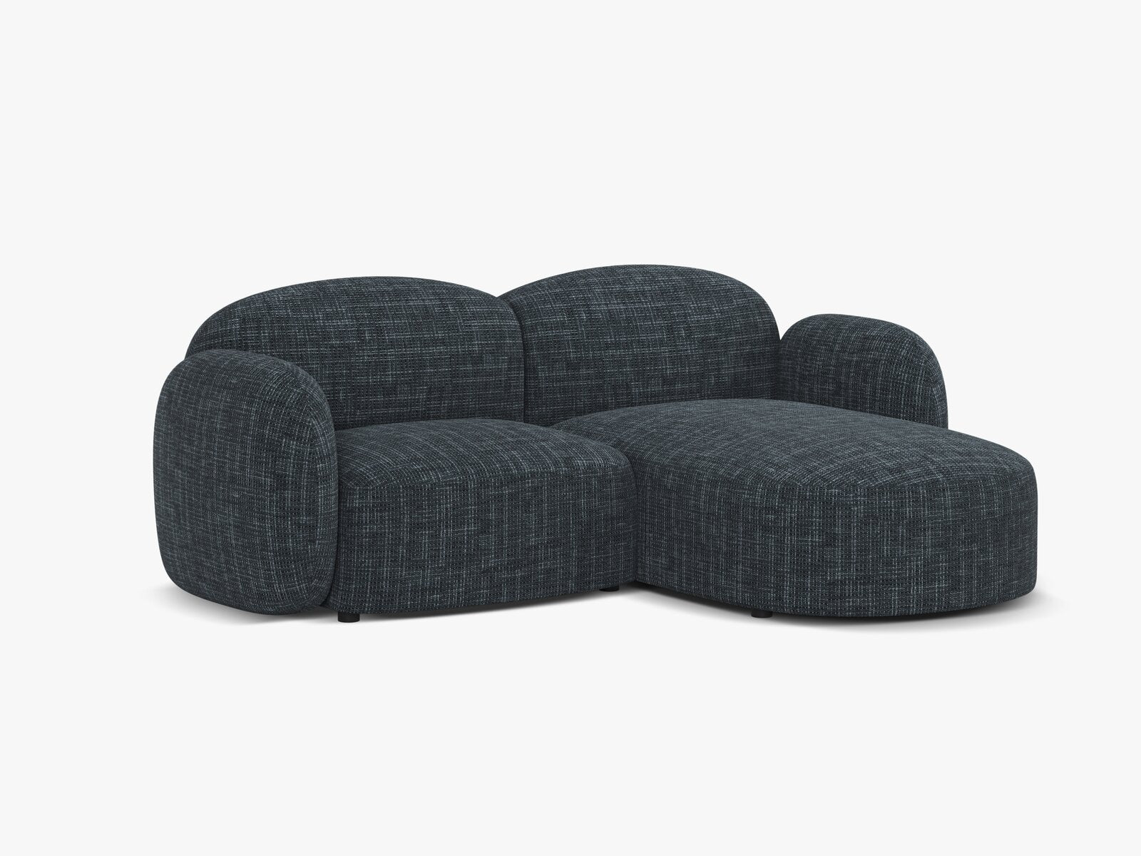 Micadoni Ecksofa Blair 3-Sitzer Rechts Strukturierter Stoff Baltimore Marineblau