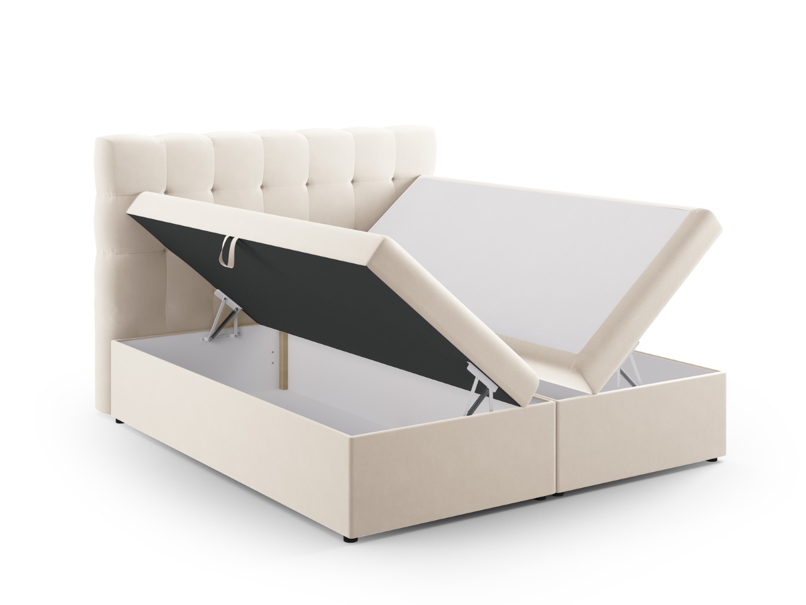 Cosmopolitan Design Boxspringbett Bali 140x200 Samt Bluvel Helles Beige
