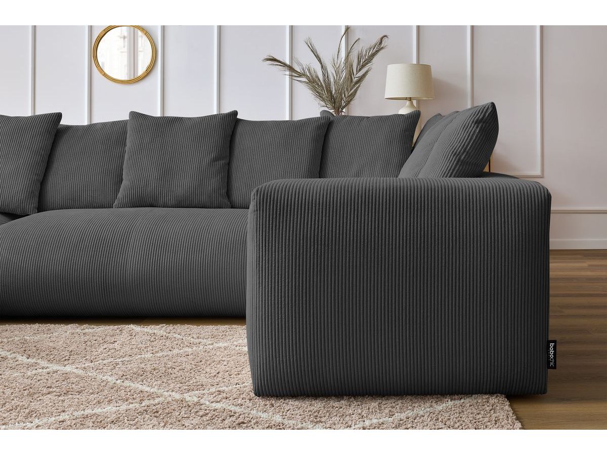 Bobochic Voltaire Wohnlandschaft 356 × 214 cm Cordsamt Dunkelgrau Ecke links
