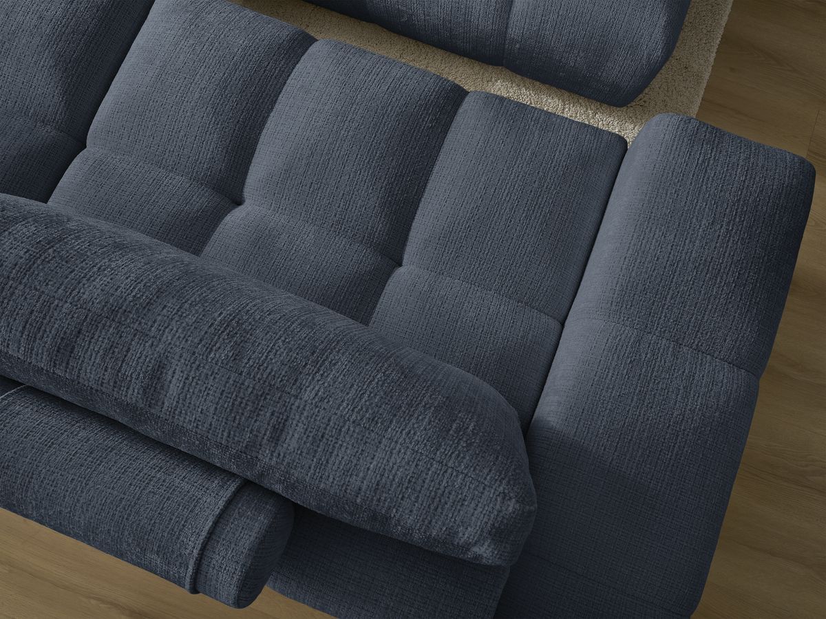 Bobochic Anakin Schlafsofa 3-Sitzer mit Bettkasten und Pouf, 2 Kissen Strukturstoff Dunkelblau