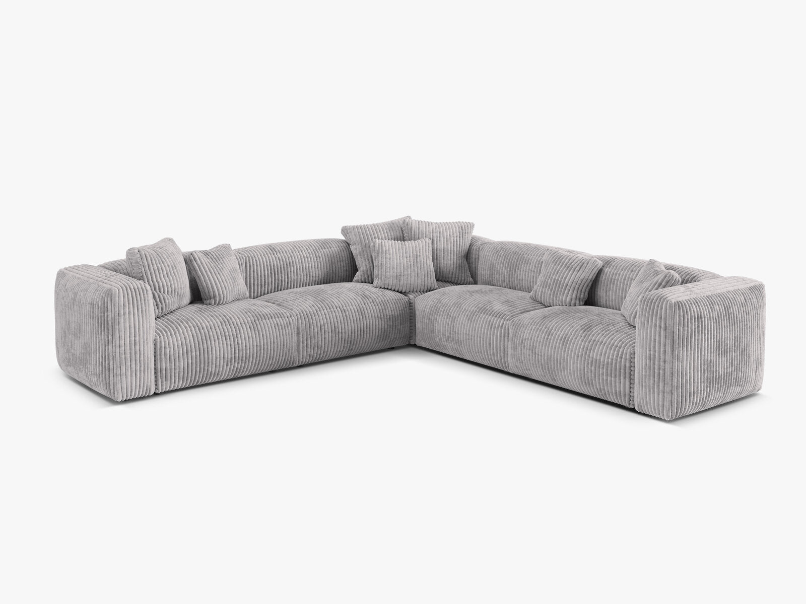 Micadoni modulares symmetrisches Ecksofa XL Martina 5-Sitzer Kord Tilia Hellgrau