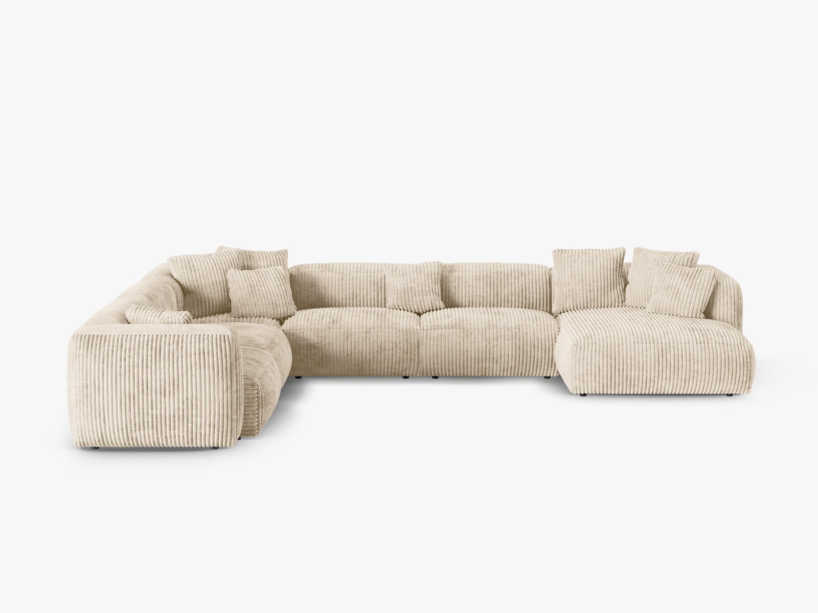 Micadoni modulares Ecksofa XL Martina 6-Sitzer 90cm Sitztiefe Links Kord Tilia Helles Beige