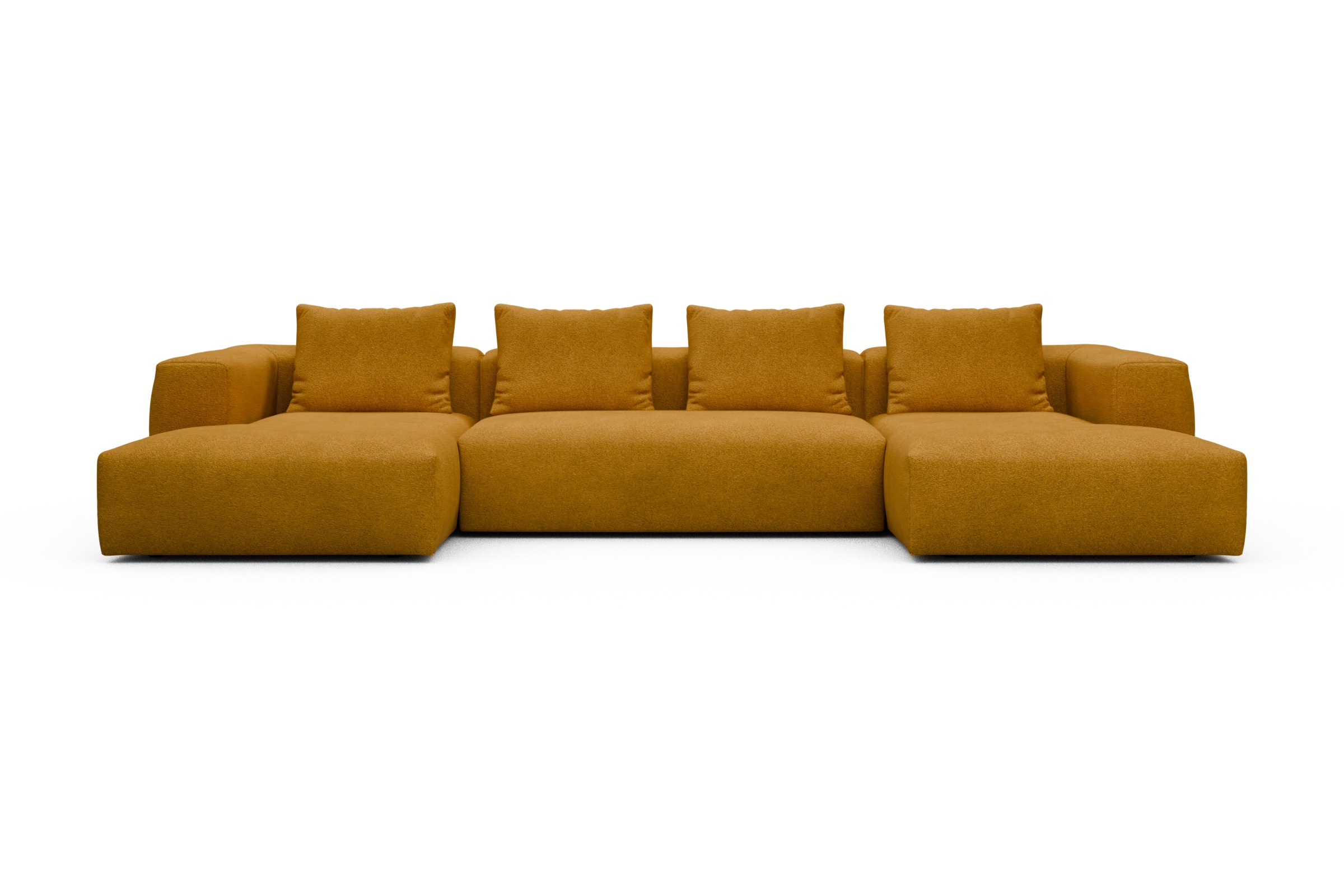 Skandi Home Wohnlandschaft Fred mit 2-Sitzer und Chaiselongue beidseitig Boucle-Ochre moebelfaktor
