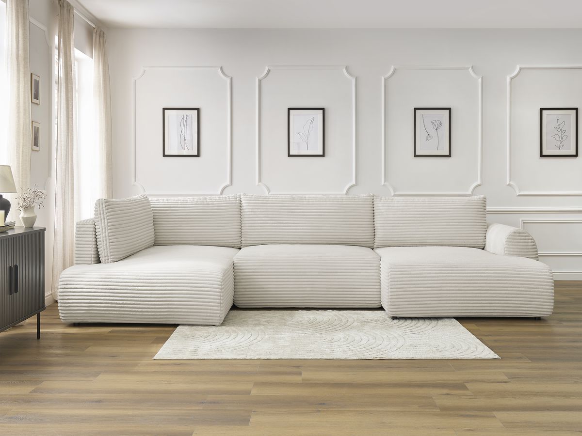 Bobochic Lucien Wohnlandschaft Breitcord weich Beige Ecke rechts