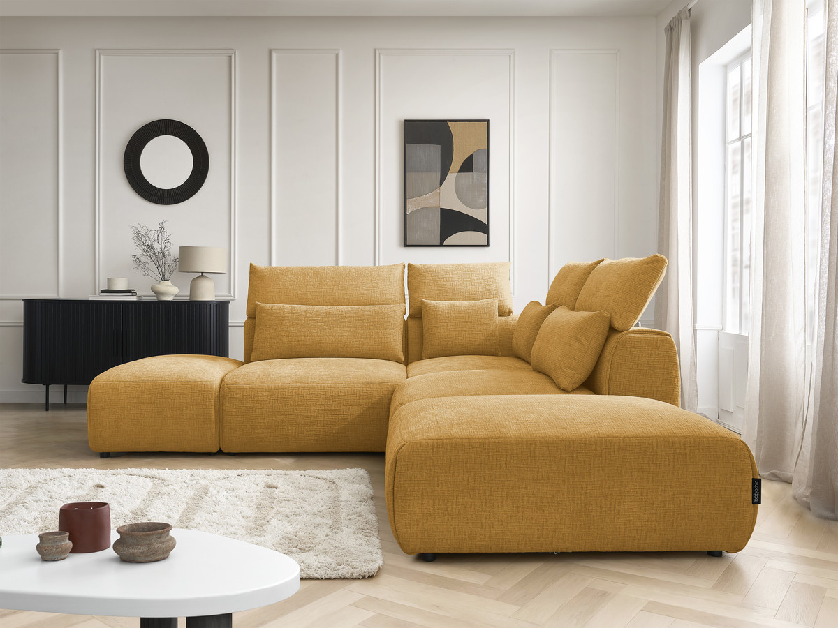 Bobochic Jana Ecksofa Strukturstoff Gelb