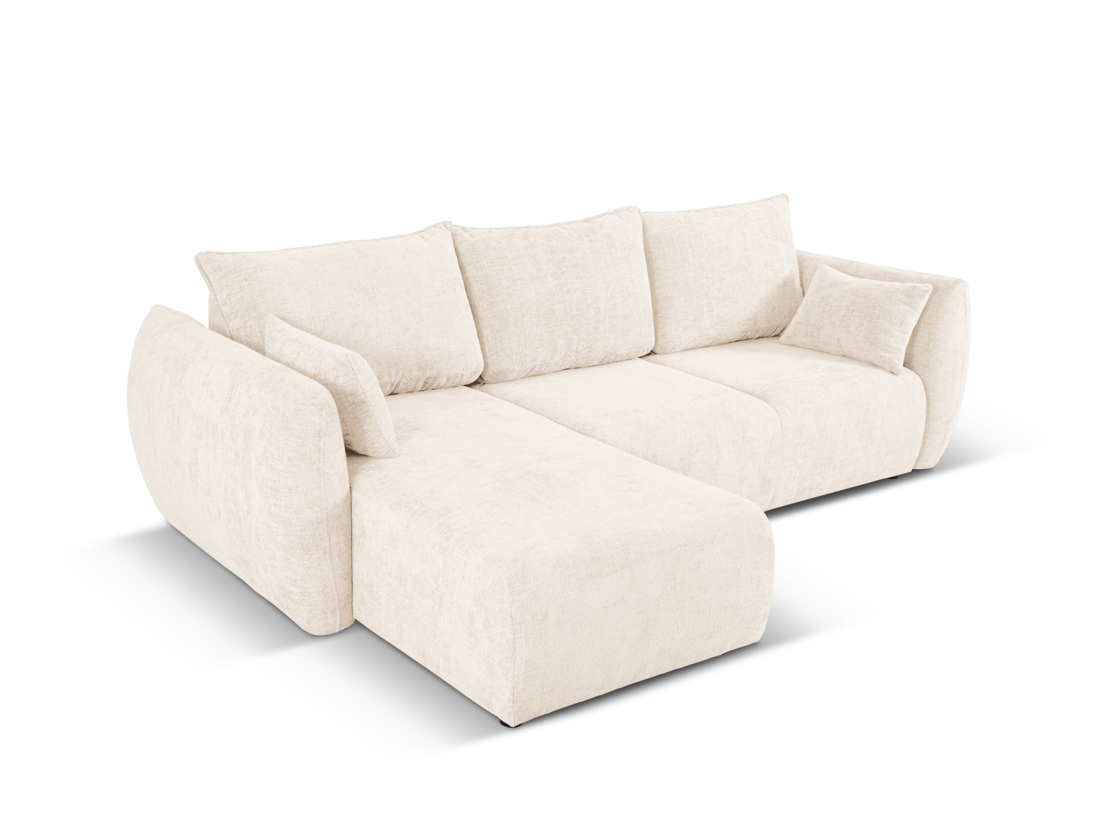 Cosmopolitan Design Ecksofa Matera 4-Sitzer mit Schlaffunktion Chenille Eden Helles Beige Links