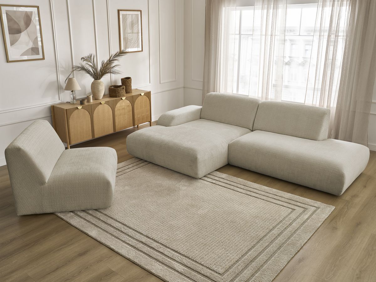 Bobochic Sirius Ecksofa 405 × 170 cm Strukturstoff Beige Ecke links