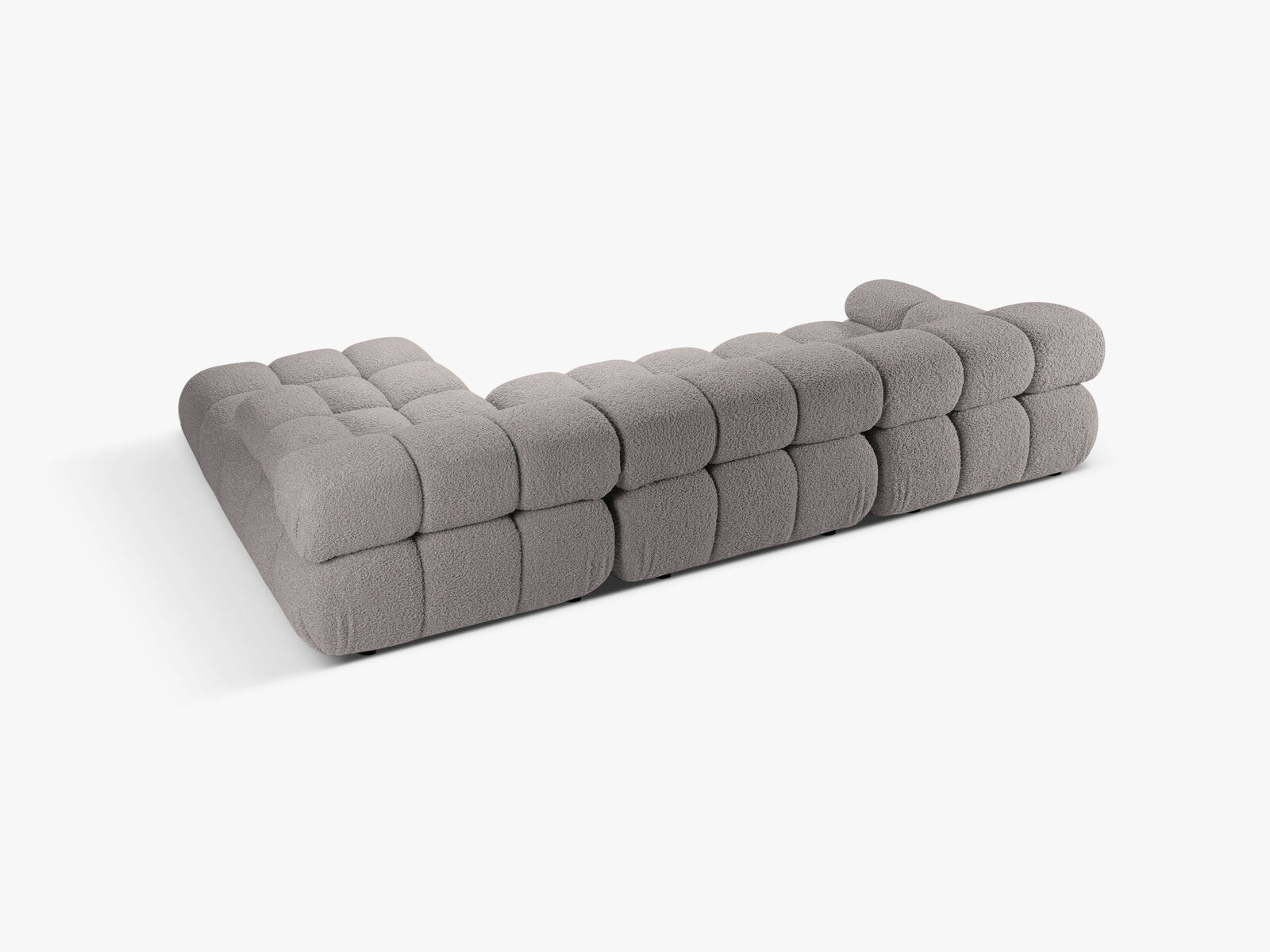 Micadoni Modulares Ecksofa Bellis 4-Sitzer Rechts Boucle Rolf Hellgrau