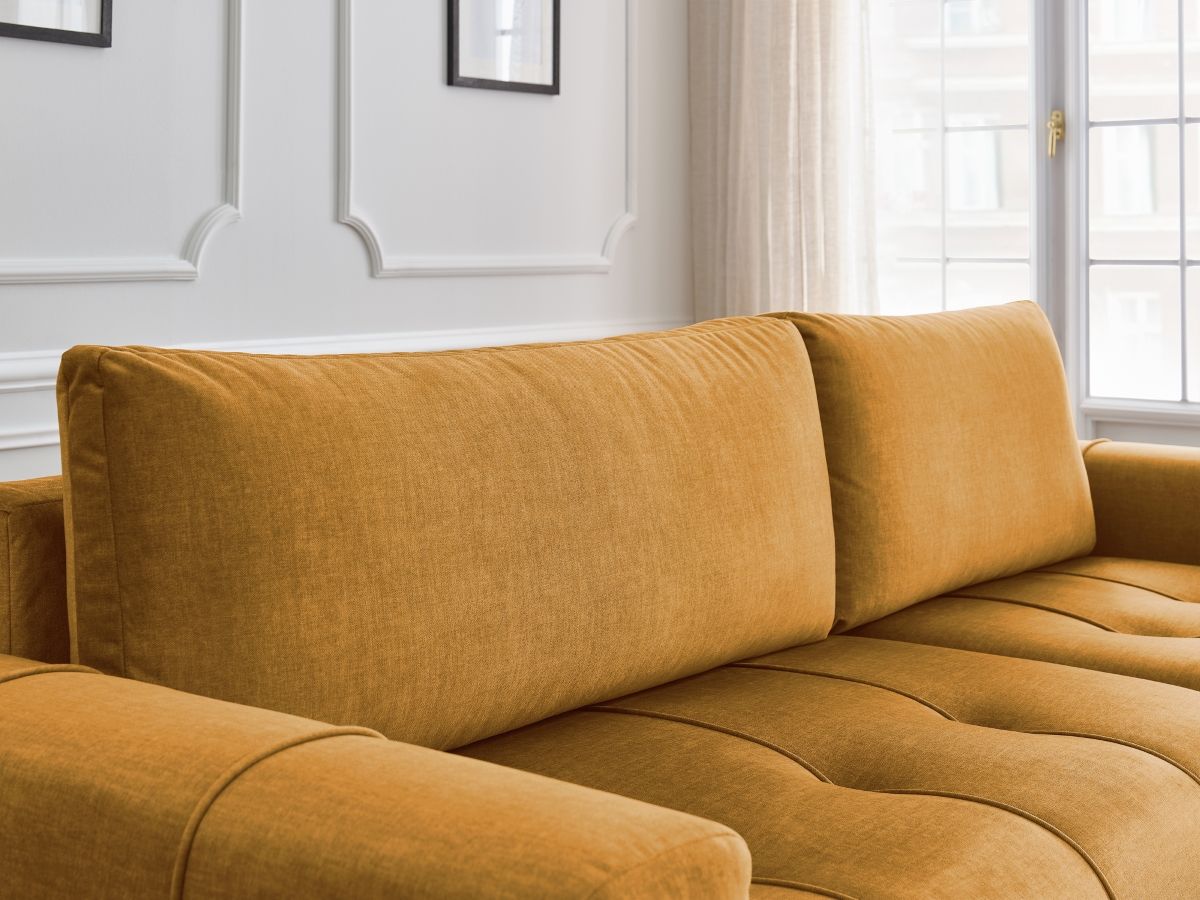 Bobochic Arsene Ecksofa mit Schlaffunktion und Bettkasten 288 × 148 cm Samt Gelb