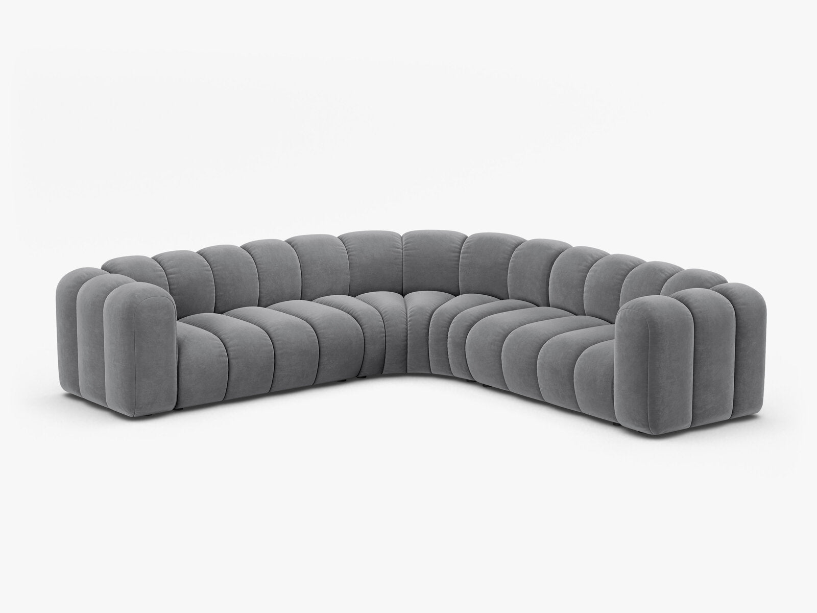 Micadoni symmetrisches Ecksofa Lupine 5-Sitzer mittelgroß Samt Salvador Grau