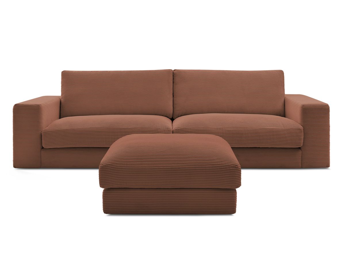 Bobochic Leonard Sofa 4-Sitzer mit Pouf 234 × 109 cm Cordsamt Orange