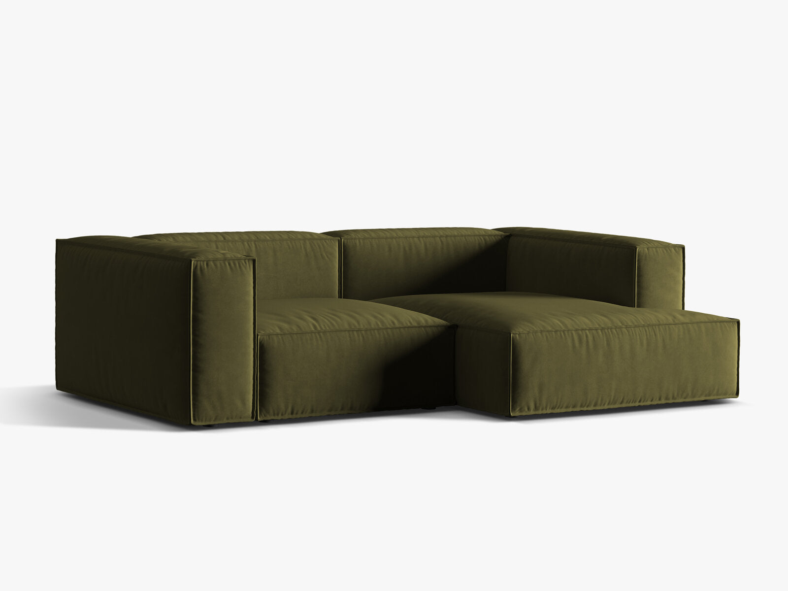 Micadoni Ecksofa Nuria 3-Sitzer Rechts Samt Moßgrün Melange