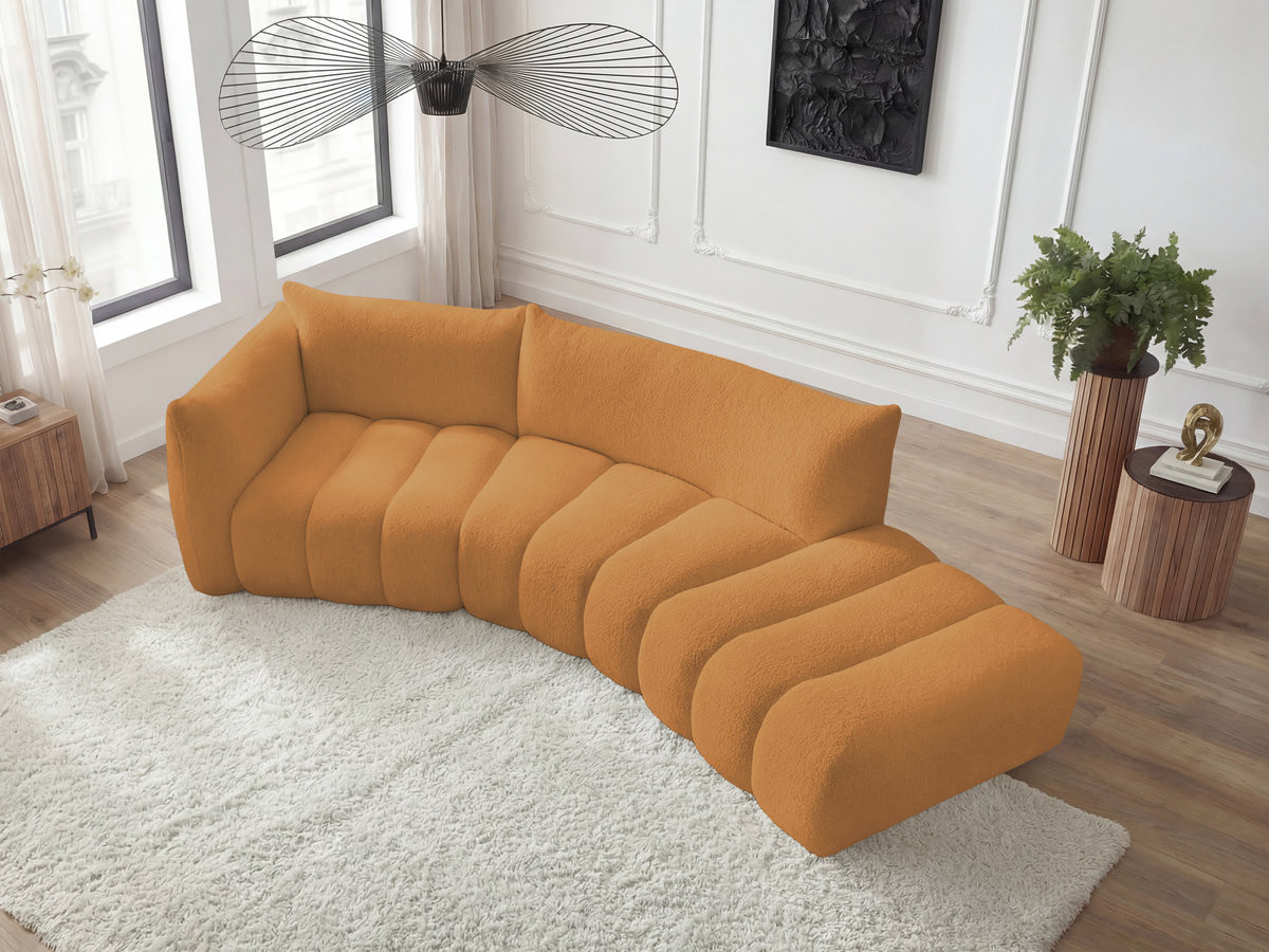 Bobochic Azra Ecksofa 325 × 112 cm Bouclé-Stoff Gelb Ecke links