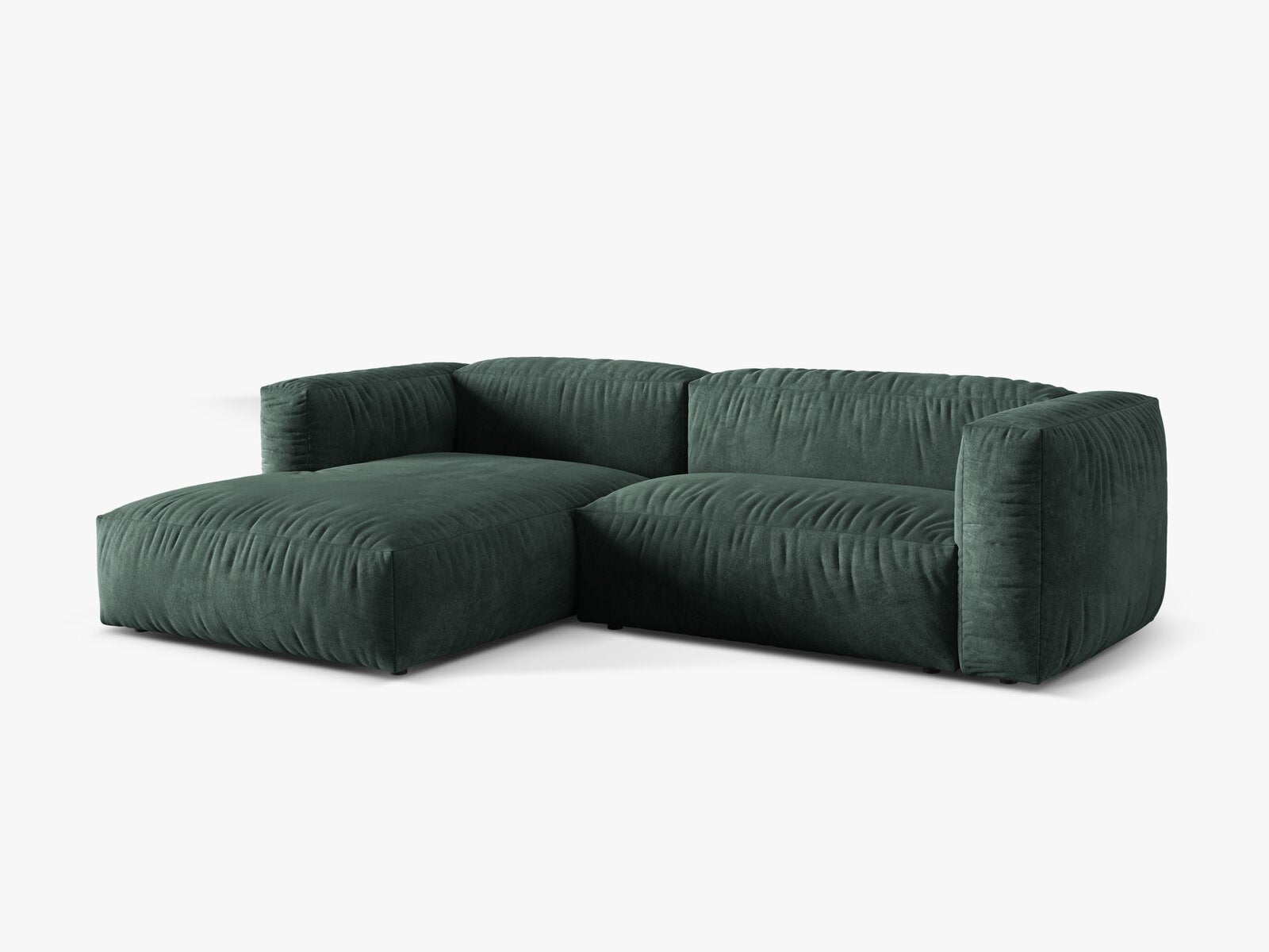Micadoni Ecksofa Martina 2-Sitzer Links Samt Vogue Petrol