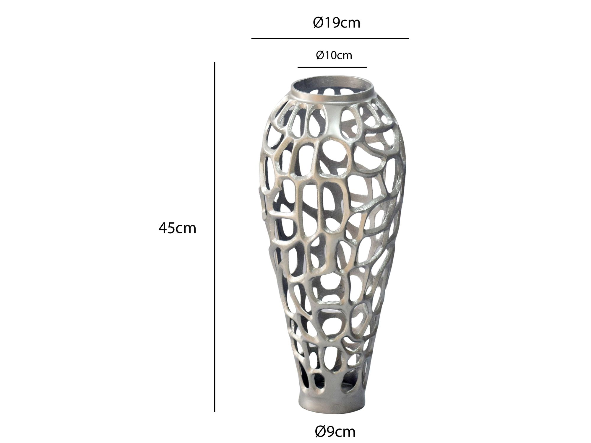 Bodenvase Arendal Aluminium Silber Ø 19 × H 45 cm