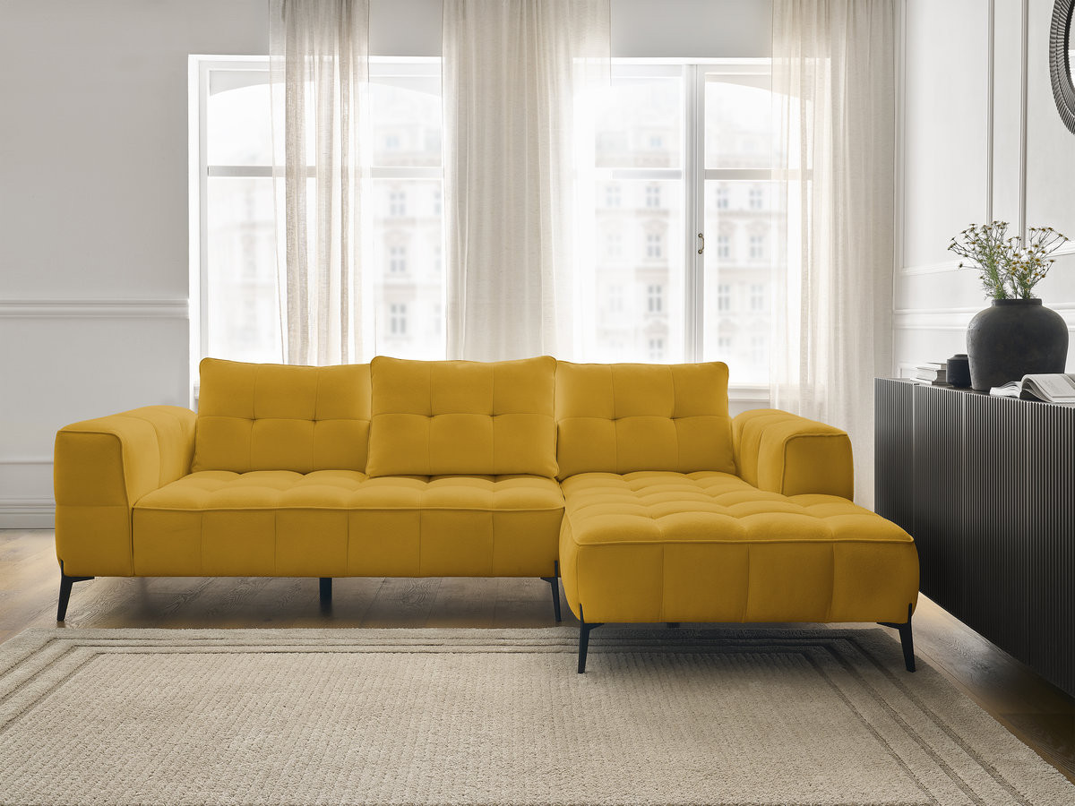 Bobochic Anis Ecksofa Strukturstoff Gelb Ecke rechts
