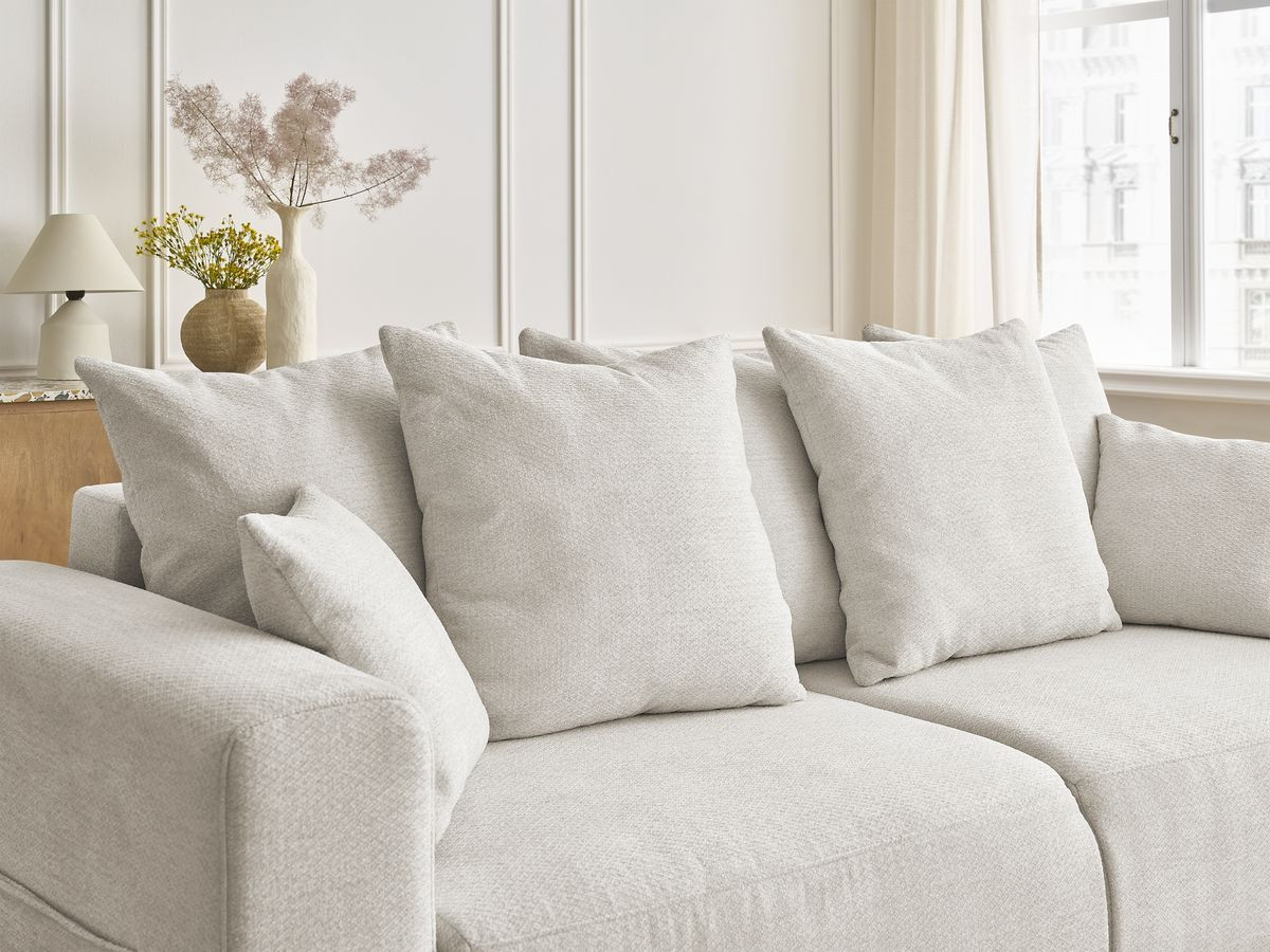 Bobochic Sidonie Schlafsofa 3-Sitzer mit Bettkasten Melange-Stoff Beige