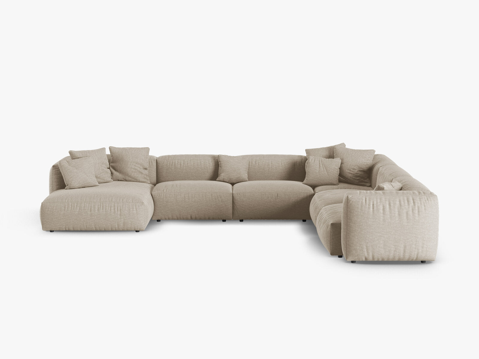 Micadoni modulares Ecksofa XL Martina 6-Sitzer 90cm Sitztiefe Rechts Strukturierter Stoff Boston Helles Beige