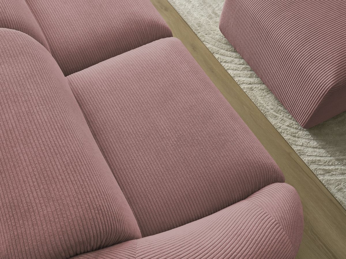 Bobochic Tina Sofa 4-Sitzer mit Pouf Cordsamt Rosa