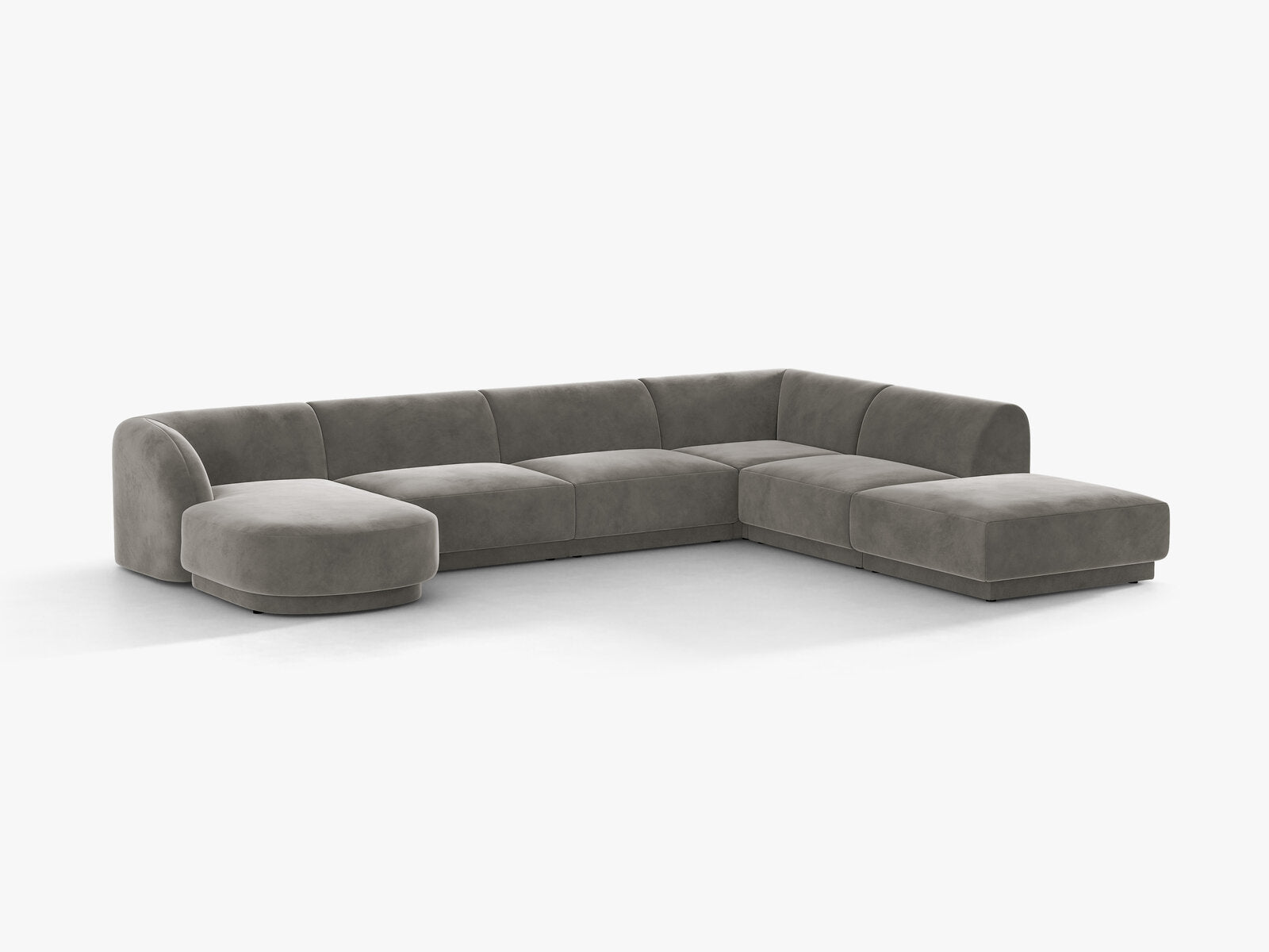 Micadoni Panorama-Ecksofa Miley 6-Sitzer Rechts Samt Bluvel Hellgrau