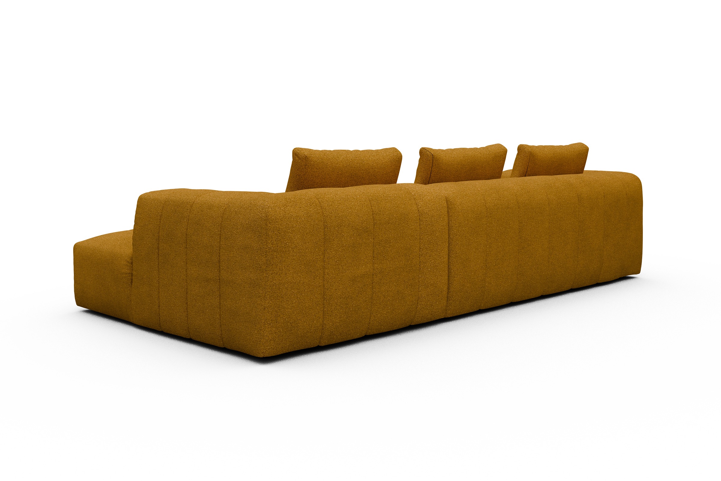 Ecksofa Hugo 2,5-Sitzer Armlehne links mit Chaiselongue Boucle-Ochre