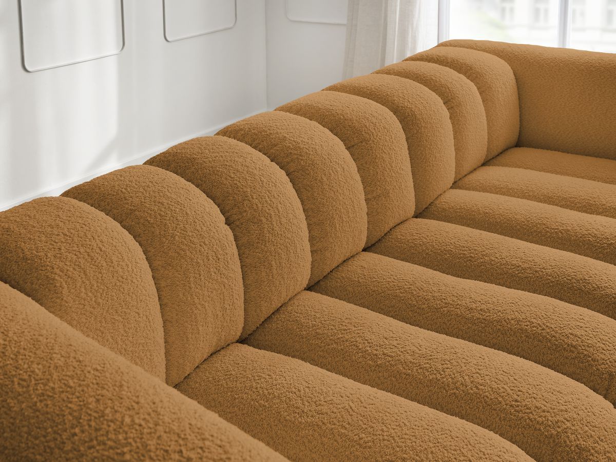 Bobochic Talia Sofa 3-Sitzer Bouclé-Stoff Gelb