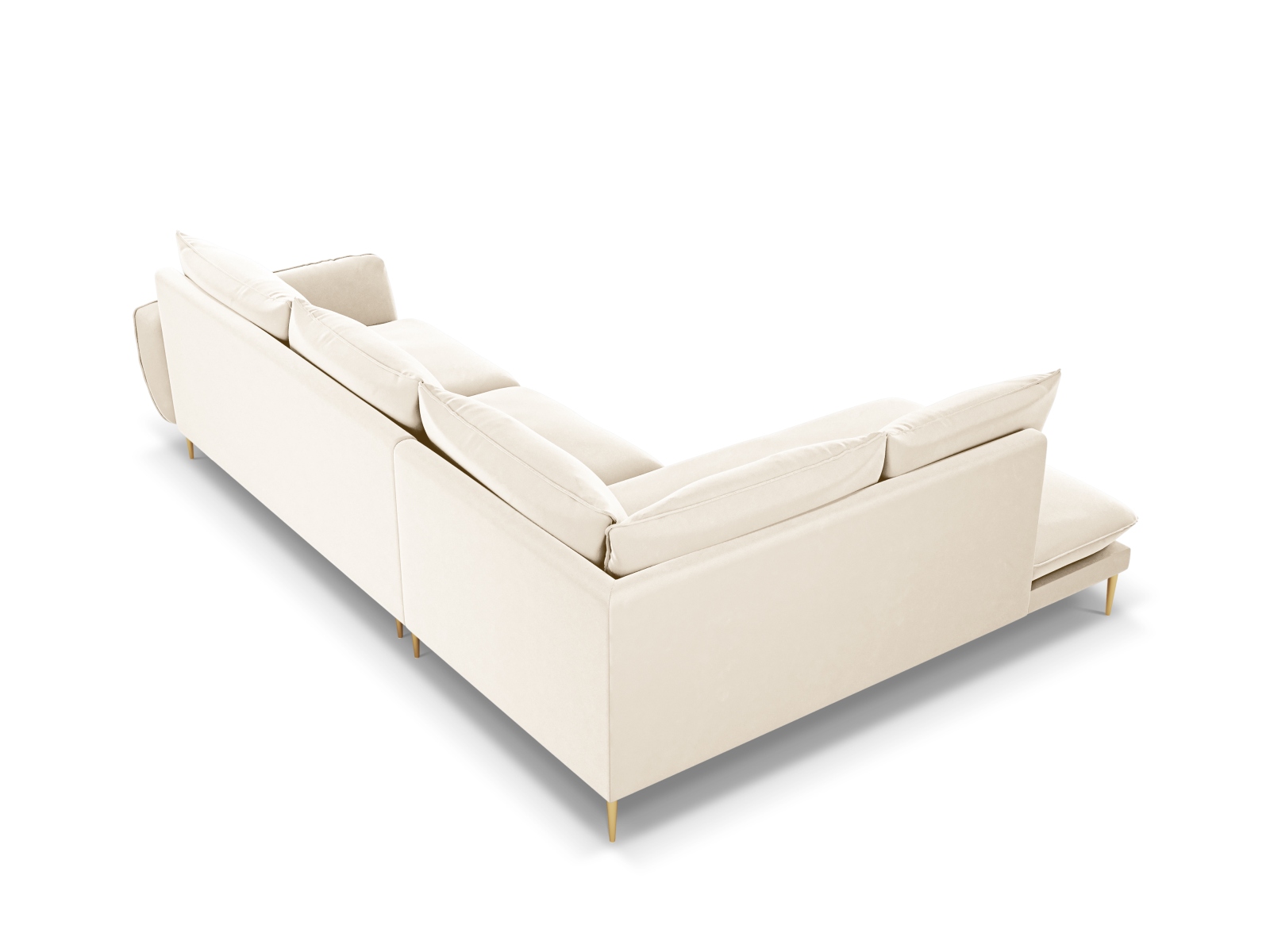 Cosmopolitan Design Ecksofa Vienna 6-Sitzer Samt Bluvel Helles Beige Links Beine Gold