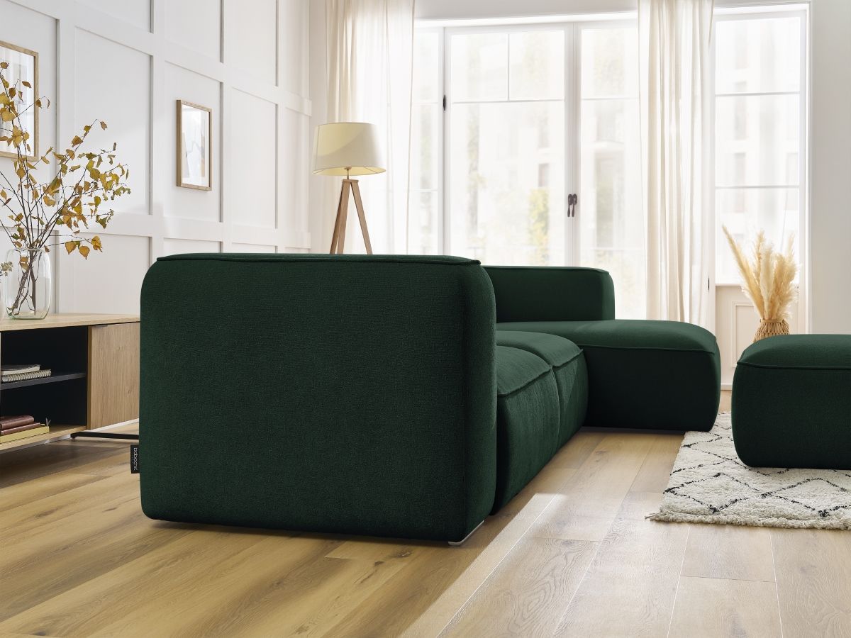 Bobochic Zephyr Ecksofa mit Pouf 349 × 165 cm Strukturstoff Grün Ecke rechts