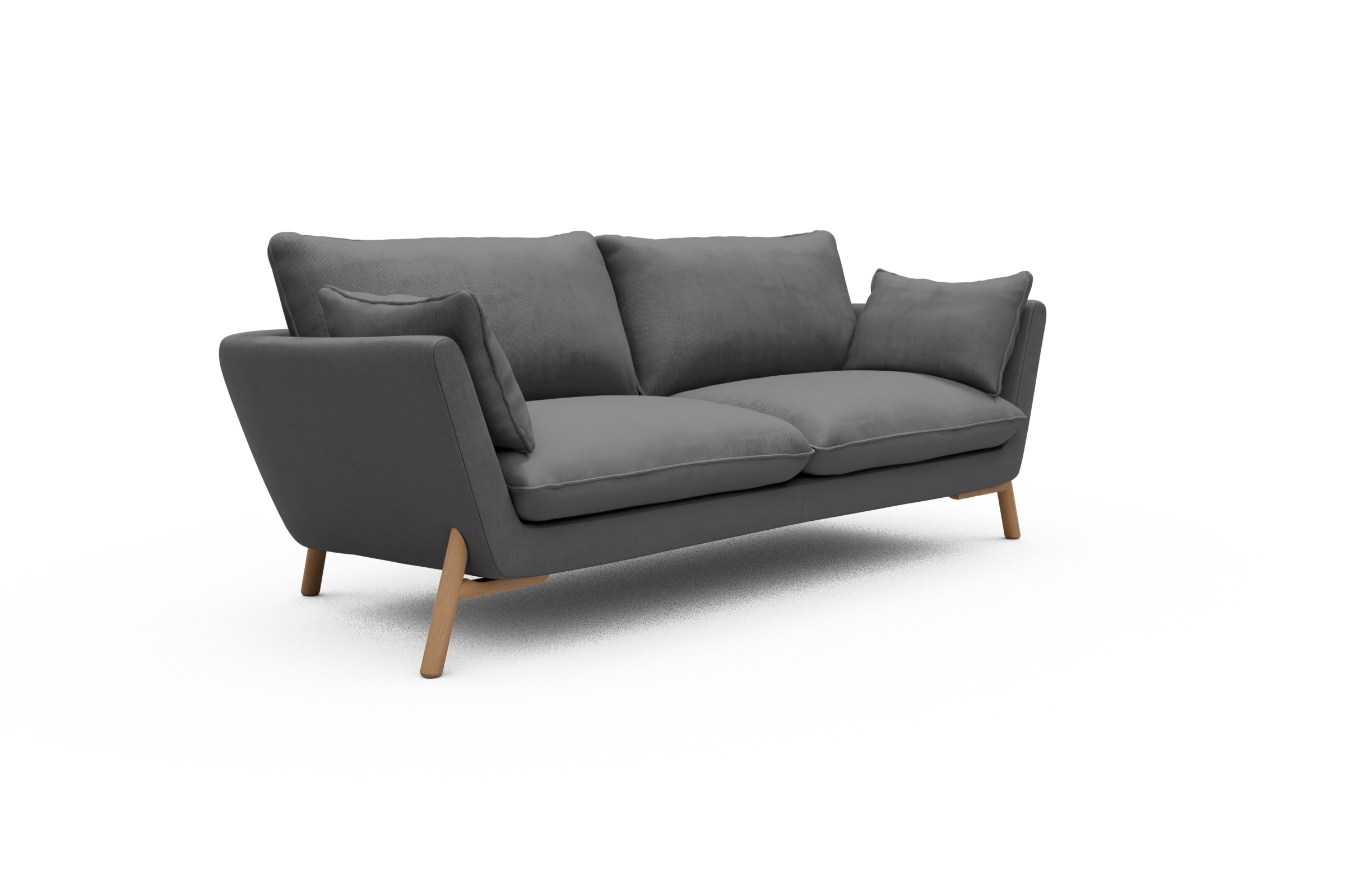 Sofa Emil 3-Sitzer Beinfarbe Eiche Natur Cordufine-Grey