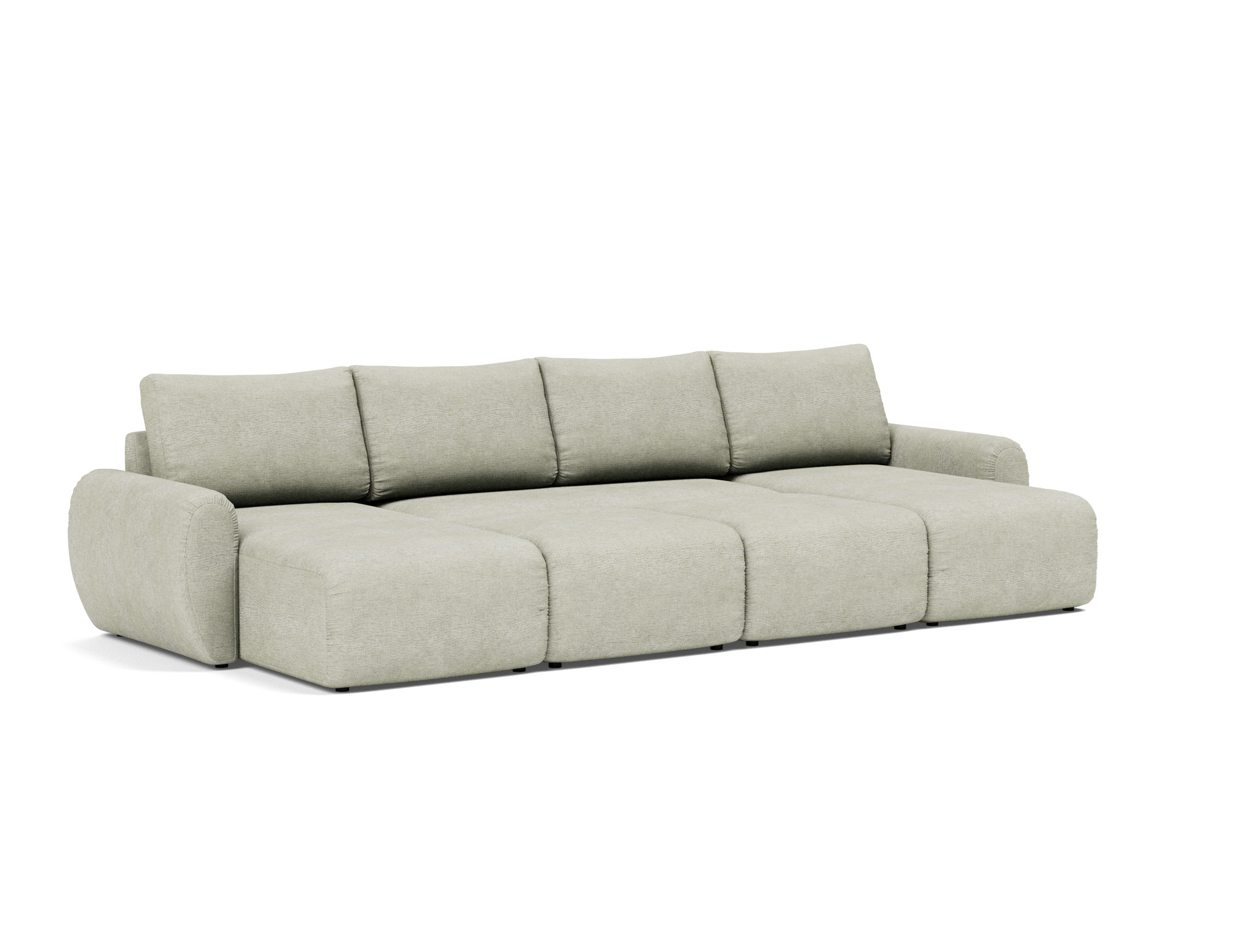 Schlafsofa Norum U-Form mit Curve-Armlehnen Flachgewebe Avella 280-Sand