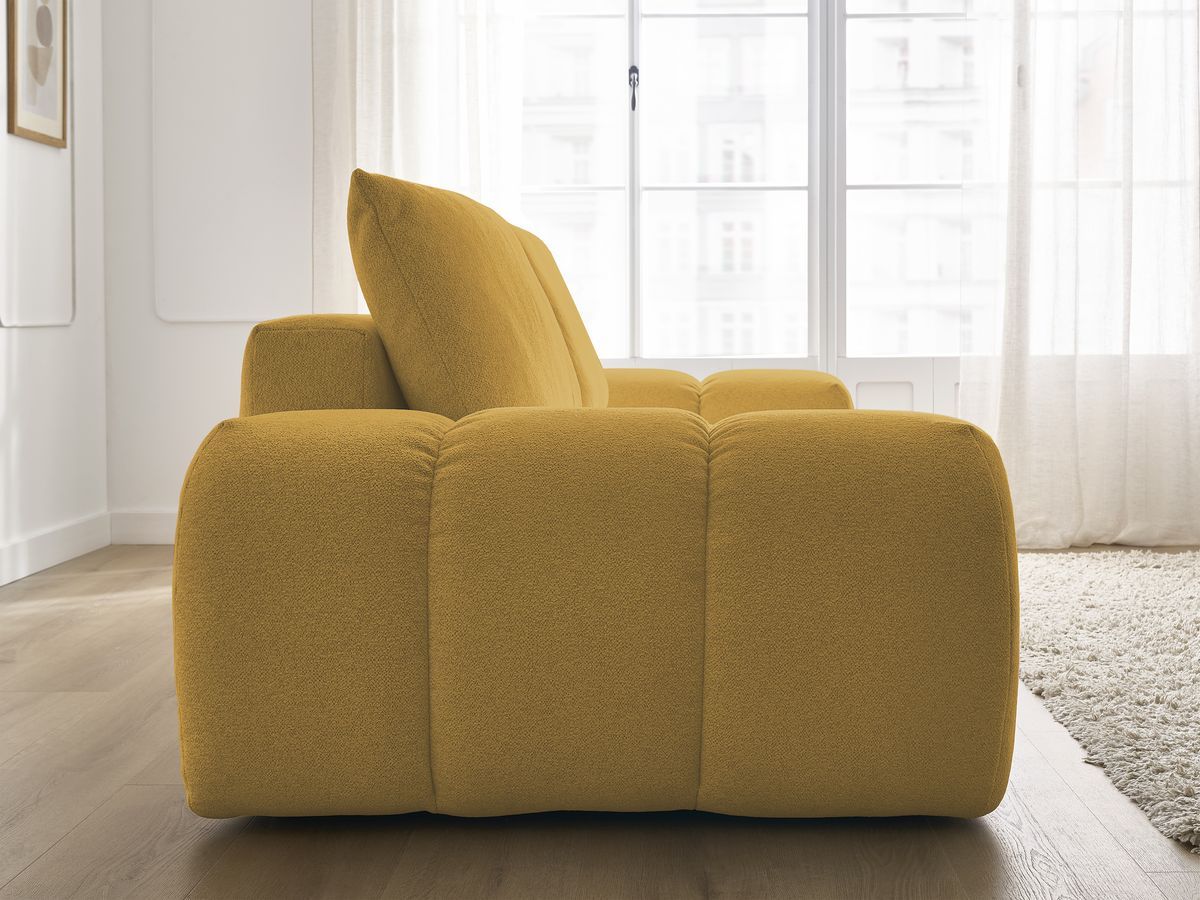Bobochic Everest Schlafsofa 3-Sitzer mit Bettkasten, 2 Kissen Melange-Stoff Gelb