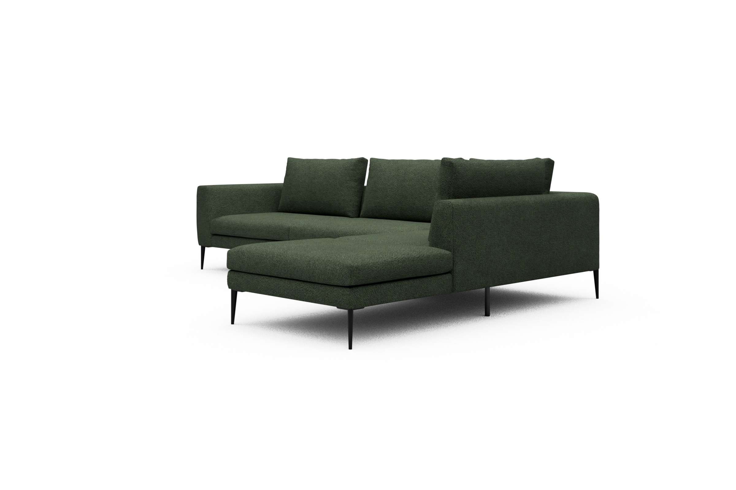 Ecksofa Paul Relax-Ecke links mit 3-Sitzer Vanora-Deep-Green