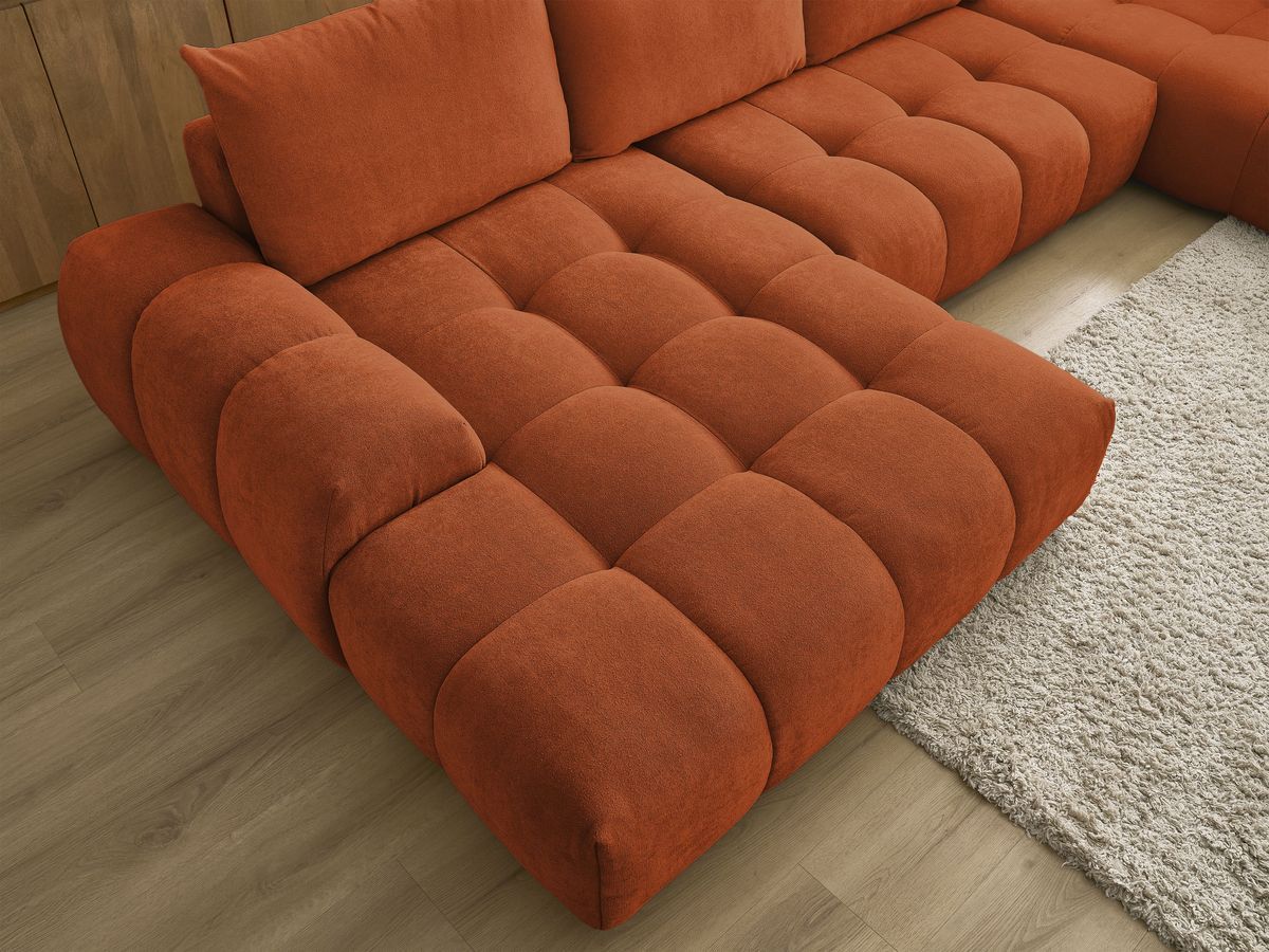 Bobochic Everest Wohnlandschaft, 6 Kissen Strukturstoff Orange Ecke links
